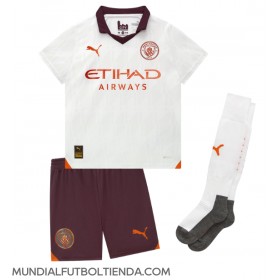 Camiseta Manchester City Kevin De Bruyne #17 Segunda Equipación Replica 2023-24 para niños mangas cortas (+ Pantalones cortos)